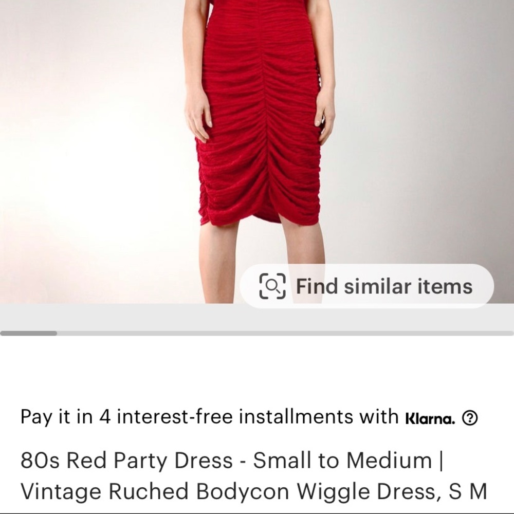Mayvens 80’s Red Party Dress Vintage Ruched Bodycon Wiggle Dress